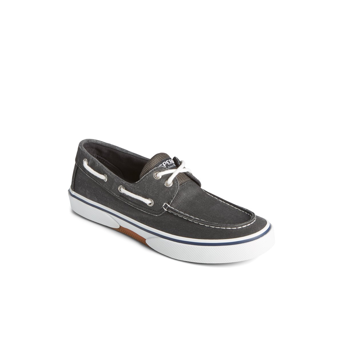 Halyard 2 Eye Salt Washed Boat Shoe Black Men s Sneakers Sperry US